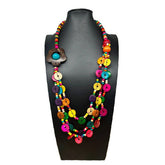 COCONUT SHELL FLOWER MULTI LAYER BEADED NECKLACE_CWMM4959