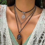 NEW DEVIL BLUE EYES VINTAGE BEADED NECKLACE_CWMM3150