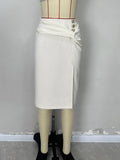 Split Buttons Versatile Mid-Length Skirt