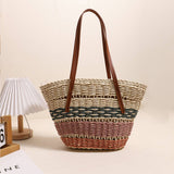 COLORFUL STRIPED SHOULDER STRAW BAG_CWAB1865
