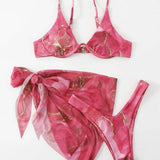 MARBLE PRINT BIKINI SET SEXY 3 PIECE SWIMSUIT_CWMW0158