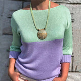 Womens Color-Matching Long-Sleeved Sweater