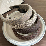 Plaid Sponge Headband Retro College Style_Cwaha07966