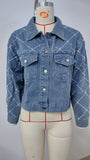 Wash Denim Embroidered Beaded Style Coat