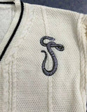 V-Neck Embroidered Single-Breasted Cardigan