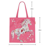 LIGHT FLORAL HORSE PRINT CANVAS SHOULDER BAG_CWAB5135