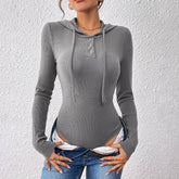 Solid Color Slim Fashion Hooded Pit Strip Onesie