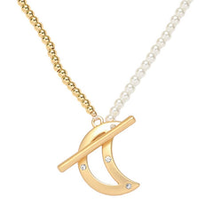 AUTUMN MATT GOLD MOON NECKLACE EARRING SET_CWAJE2915