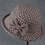 THICKENED WARM CURLED BOW RETRO BUCKET HAT_CWAH1795