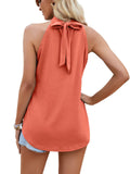 Waistcoat Halter Top Keyhole Sleeveless Shirt