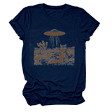CAT AND SPACESHIP GRAPHIC TEE FOR WOMEN_CWTTS1514