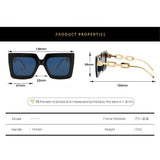 SQUARE FRAME CHAIN FASHION METAL SUNGLASSES WOMEN_CWASG0280