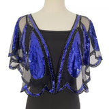 BEADED SEQUIN CAPELET VINTAGE EVENING SHAWL_CWMM8962