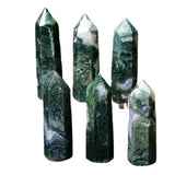NATURAL MOSS AGATE POINTED CRYSTAL TOWER_CWMM8117