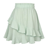RUFFLED SKIRT HIGH WAIST SOLID COLOR SHORT SKIRT_CWBSS0395