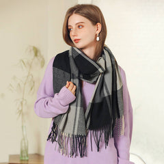 PLAID WINTER SCARF SOFT THICK FRINGE SHAWL 2025_CWASC0168