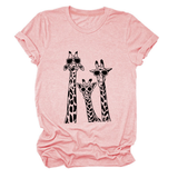Womens Giraffe Print Casual Summer T-Shirt