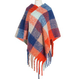 BOUCLE YARN THICK TASSEL COLORFUL PLAID SHAWL_CWASC1208