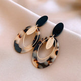 LEOPARD PRINT OVAL LETTER TREND EARRINGS_CWASC1331