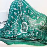 CHAIN PRINT SILK WOOL SCARF LUXURY TRAVEL SHAWL_CWASC0895