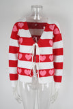 Valentines Day Heart-Shaped Drawstring Cardigan