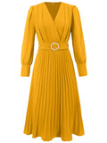 V-Neck Fashion,Slimming Elegant Pleated Dress
