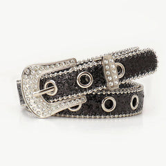 Trendy Rhinestone Needle Buckle Womens Belt