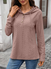Solid-Color Hooded Long-Sleeved Sweatshirt