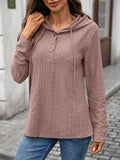 Solid-Color Hooded Long-Sleeved Sweatshirt