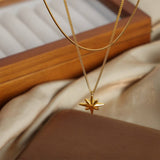 EIGHT POINTED STAR PENDANT DOUBLE LAYERED NECKLACE_CWAJE1087