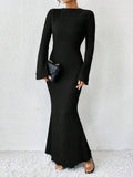 Trumpet Sleeve Long Fishtail Floor-Length Dress