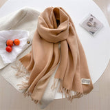 DOUBLE SIDED FAUX CASHMERE SCARF SOLID COLOR SHAWL_CWASC0968