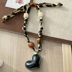 Leopard Beaded Silk Scarf Necklace Vintage_Cwaha08036