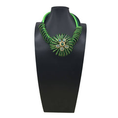 HANDMADE ALUMINUM WIRE FLOWER NECKLACE EARRING SET_CWMM4916