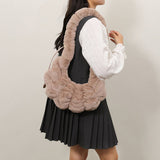 Winter Pleated Shoulder Bag Fashionable Plush Bag_Cwab3953