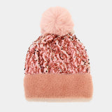 AUTUMN AND WINTER SEQUINED PLUSH KNITTED HAT_CWAH2146