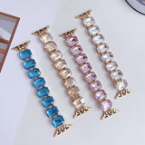 APPLE WATCH 9 RHINESTONE WHITE STONE ELASTIC STRAP_CWASC1561