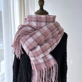 PLAID TASSEL SCARF FOR WOMEN RETRO WINTER WARMTH_CWASC1454