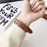 IWATCH9 1 SE WOODEN BEADS GENUINE LEATHER STRAP_CWWW0048