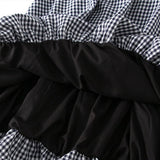 PLAID HIGH WAIST A LINE LANTERN MIDI SKIRT_CWBMS0364