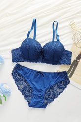 Cwmu00267_Lace Underwire Push-Up Bra & Panty Set