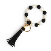 SILICONE BEAD BRACELET KEYCHAIN WITH TASSEL_CWAB5026