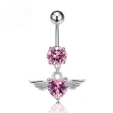 ANGEL WINGS HEART CZ NAVEL RING PIERCING JEWELRY_CWMM9386