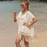 SUMMER PATCHWORK FRINGE BEACH SWIMSUIT COVER UP_CWMW0659