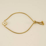 Cwaje1959_Adjustable Four Leaf Clover Letter Shell Bracelet