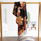 SOFT FLORAL TASSEL SCARF ELEGANT WOMENS WRAP_CWASC0916
