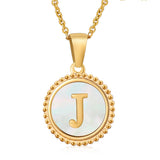 18K GOLD STAINLESS STEEL SHELL LETTER NECKLACE_CWAJE0686