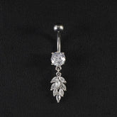 CREATIVE WHEAT CZ DANGLE BELLY RING PIERCING_CWMM9324