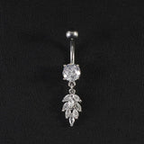 CREATIVE WHEAT CZ DANGLE BELLY RING PIERCING_CWMM9324