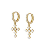 COLORFUL FRENCH CROSS DIAMOND EARRINGS_CWAJE1733